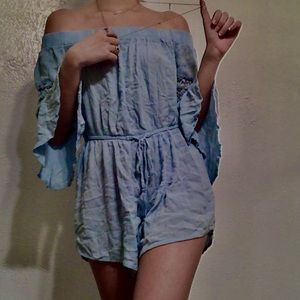 Blue short jumpsuit.100%Rayon
